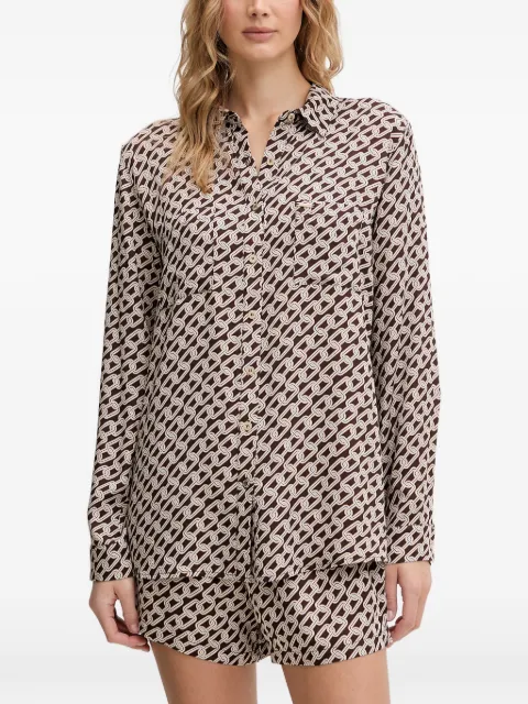 Melissa Odabash Millie chain-print button-up shirt Brown MOMILLIE
