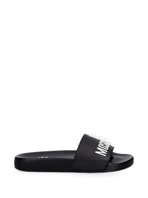 Love Moschino logo-lettering slides Black JA28052G1OI14
