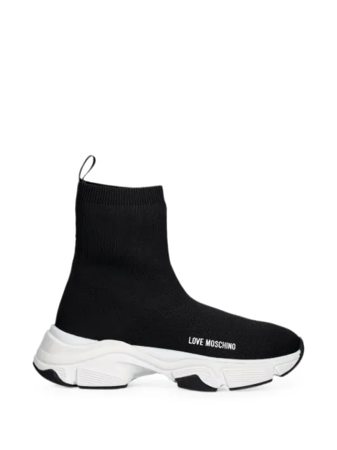 Love Moschino logo-print sock sneakers Black JA15386G1OIY8