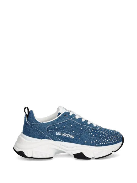 Love Moschino rhinestone-details denim sneakers Blue JA15406G1OJO5