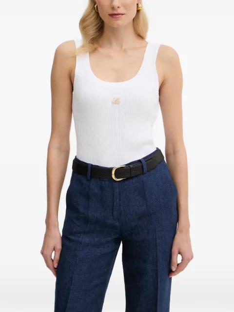 LUISA SPAGNOLI Cucirino ribbed logo-embroidered top White 100317