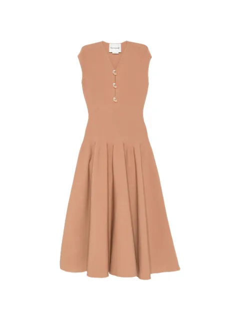 Roland Mouret embellished flared midi dress Brown RMSS26018MFKCA