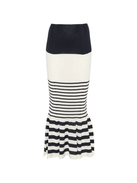 Junya Watanabe striped mermaid-silhouette midi skirt Neutrals JQN026