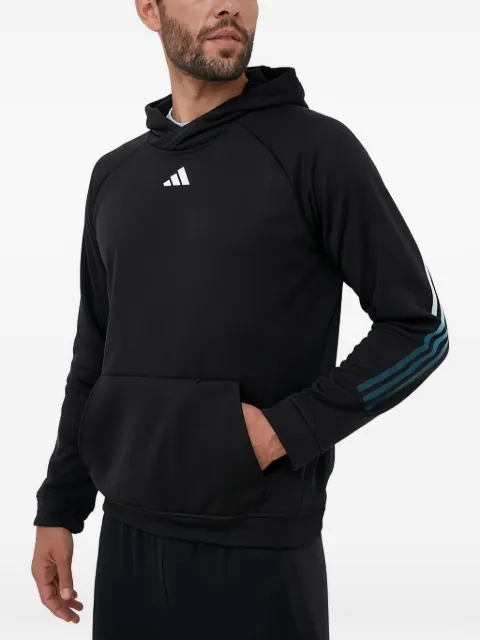 adidas logo stripe hoodie Black IJ8116
