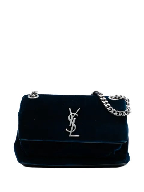 Saint Laurent Pre-Owned 2017 Small Velvet Monogram West Hollywood crossbody bag Blue 2AFAQDROOQBL8VJL