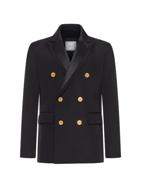 sacai double-breasted cotton blazer Black 2604001M