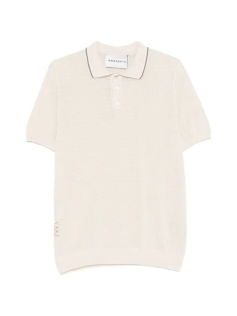 AMARANTO contrasting-trim polo shirt Neutrals B9AB0050