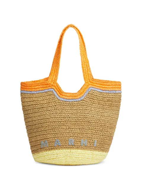 Marni paper raffia Seaside shoulder bag Brown SBMP0286A0P9110