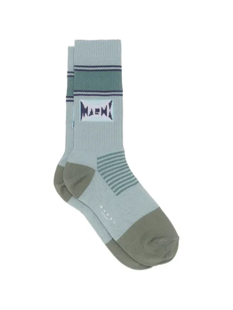 Marni cotton socks with jacquard logo Blue SKZC0153Q0UFC197