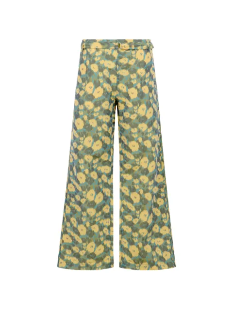 Marni linen-blend trousers with floral print Blue PUMU0337A0UTL012