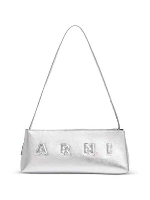 Marni embossed puffy leather shoulder bag Silver SBMP0248U1P4989