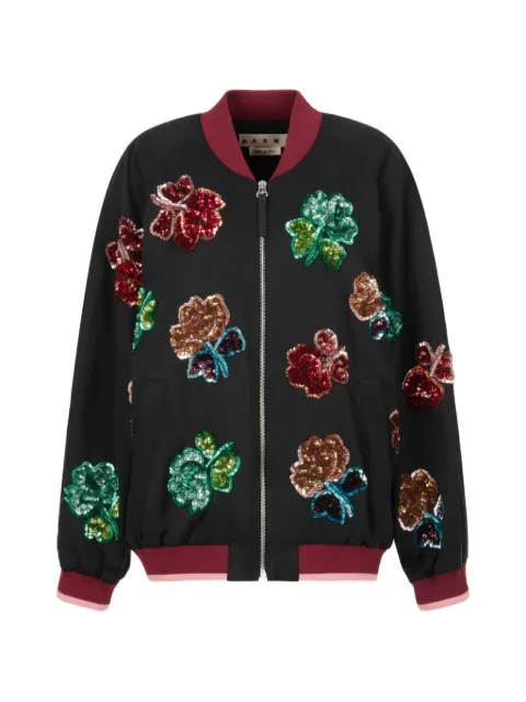 Marni sequin flower bomber jacket Black JKMA0407LUUSR032