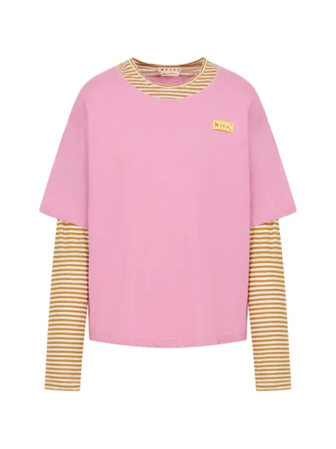 Marni layered cotton T-shirt Pink HUMU0365QXUTL015