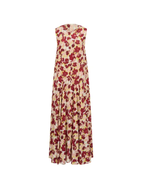Marni silk maxi dress with Secret Bouquet print Red ABMA1563A0UTSG48