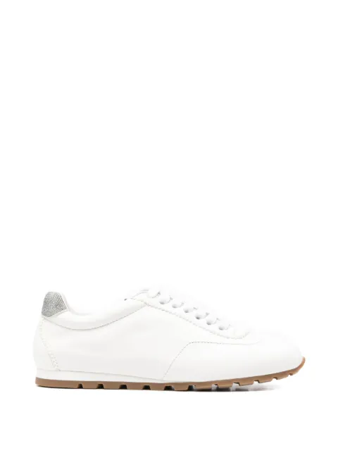 Doucal's crystal-embellished leather sneakers White DD8903JULTPZ854