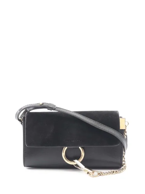 Chloé Pre-Owned 2010-2025 Mini Calfskin and Suede Faye Chain crossbody bag Black 0D8I1SL66JQ5AKLR