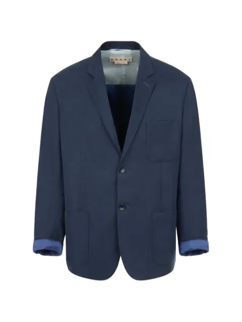 Marni deep blue satin single-breasted jacket Blue GUMU0158UXUTVA71