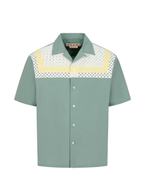 Marni cotton-blend shirt with broderie anglaise yoke Green CUMU0383QXUTC631