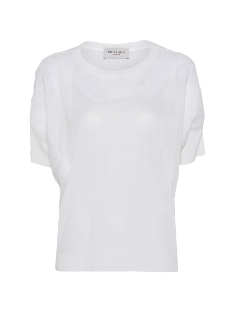 ERMANNO FIRENZE lace short-sleeve T-shirt White D48EM011EP2MF010