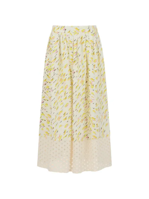 Marni linen skirt with Brushstroke Wave print White GOMA0829Q1UTL013