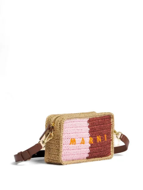 Marni paper raffia Seaside camera bag Brown SBMP0276U0P9110