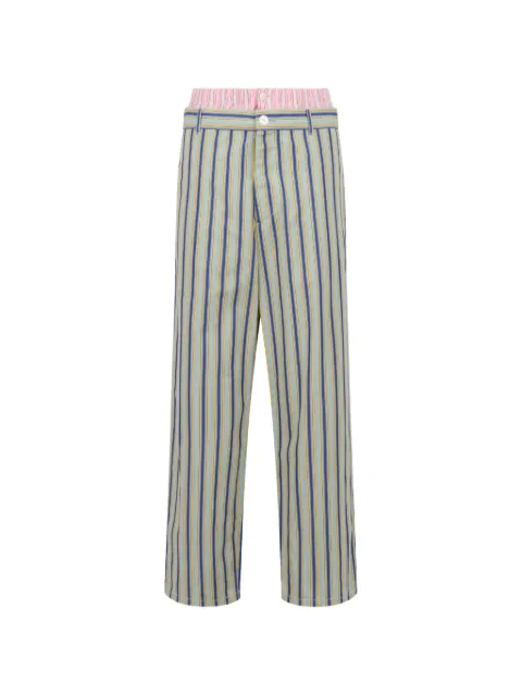 Marni striped poplin trousers with trompe-l’œil effect Blue PUMU0344Q0UTC632