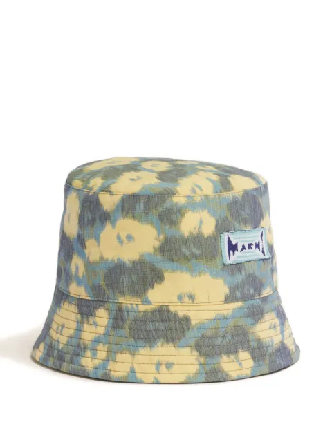 Marni linen blend bucket hat with floral print Yellow CLZC0110X1UTL012