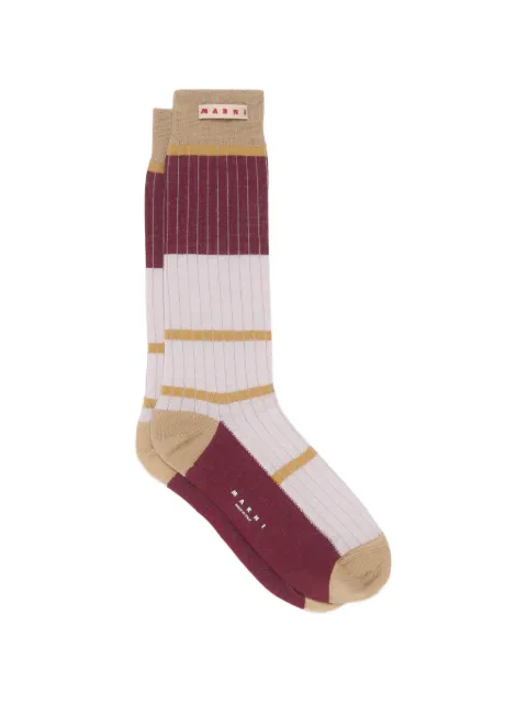 Marni cotton socks with logo label Purple SKMC0219Q0UFC199