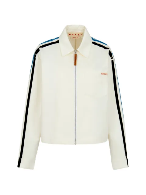 Marni gabardine zip overshirt with stripes White CAMA0683PXUTC567