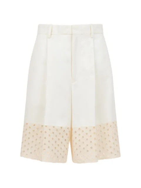 Marni gabardine shorts with broderie anglaise panels White PAMA0640Q9UTC567