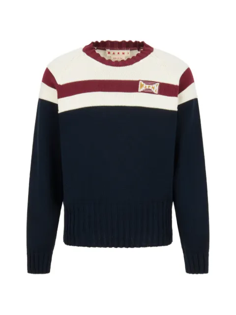 Marni cotton jumper with contrast stripe Blue GCMG0491Q0UFC662