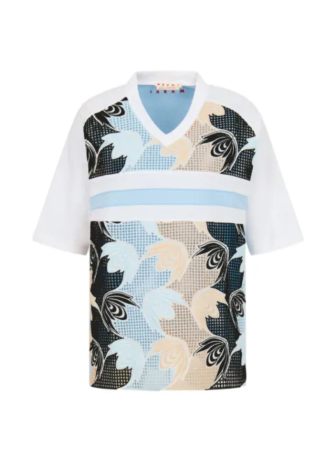 Marni cotton T-shirt with broderie anglaise front White THJE0394QSUTC603