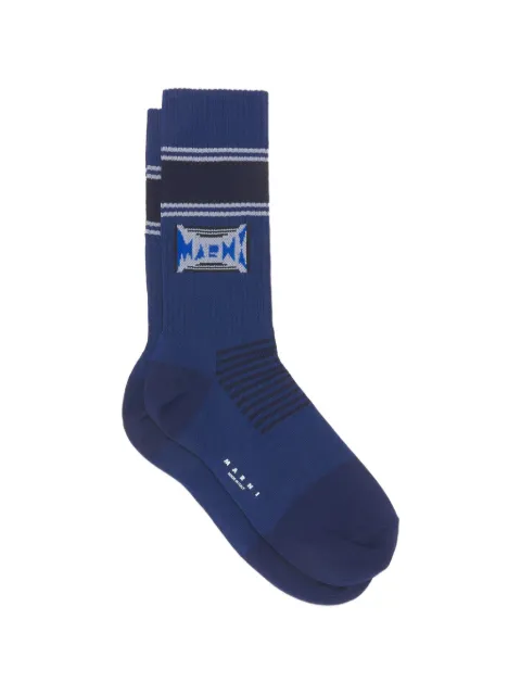 Marni cotton socks with jacquard logo Blue SKZC0153Q0UFC197