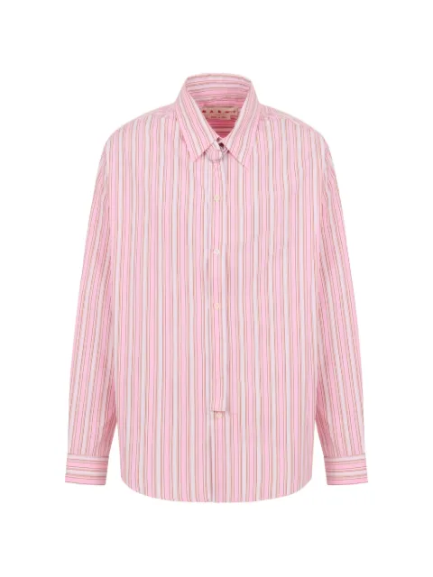 Marni striped poplin shirt with neck strap Pink CUMU0379X0UTC632