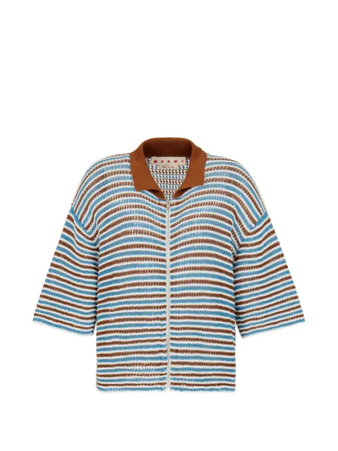 Marni striped cotton crochet cardigan Brown CDMD0446EQUFCB35