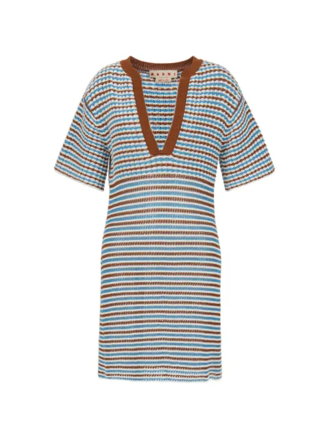 Marni striped cotton crochet dress Blue ABMD0288EQUFCB35