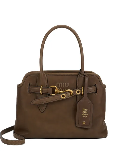 Miu Miu Adventure logo adjustable-strap tote bag Brown 5BA292VOON2BBL