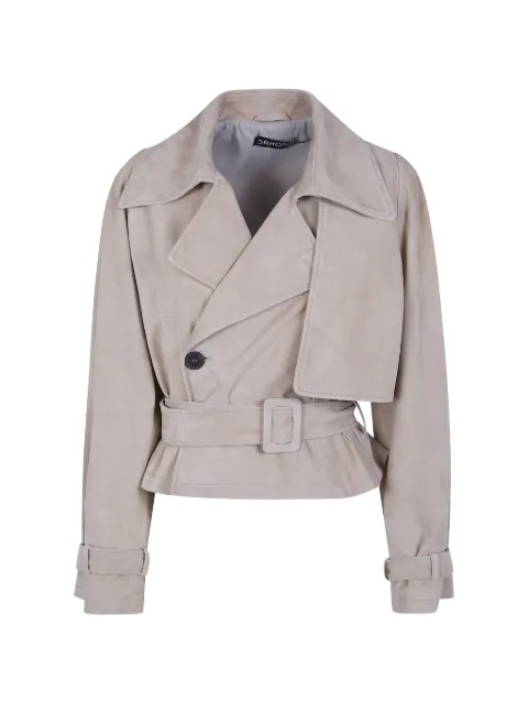 DRHOPE belted suede jacket Neutrals 8396SUEDE