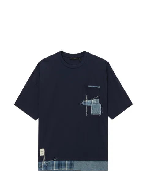 FIVE CM patchwork detail T-shirt Blue 5CXTEM00460X