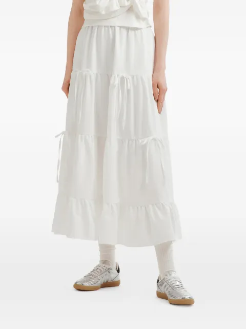 tout a coup tiered drawstring midi skirt White M129BS6