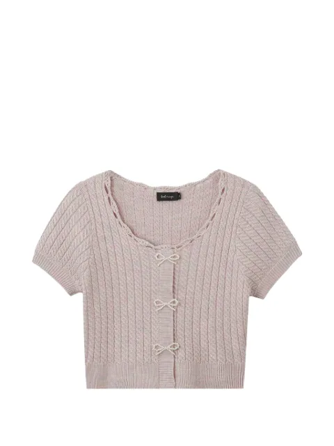 tout a coup bow appliqué knitted top Pink M307AS6