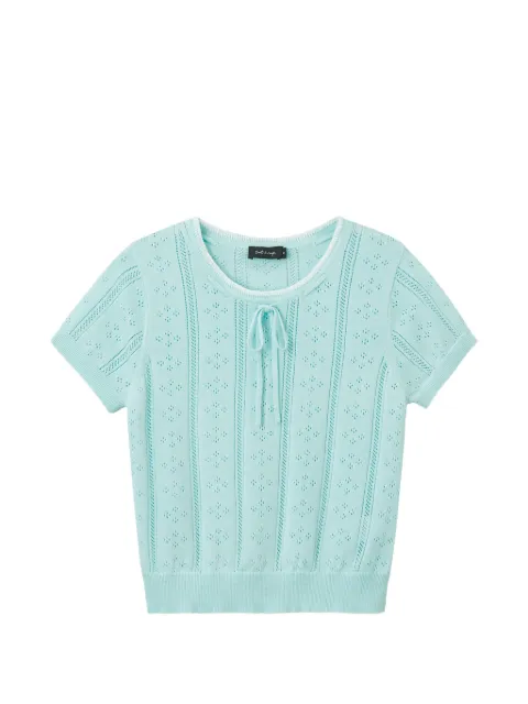 tout a coup tie neck openwork sweater Blue M308AS6