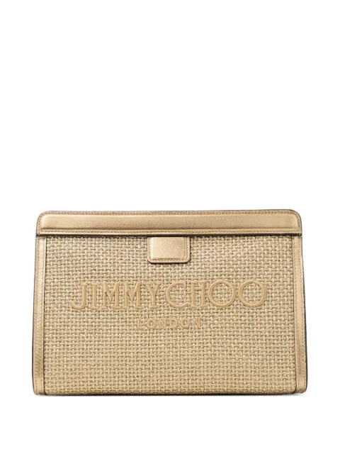 Jimmy Choo Avenue logo clutch bag Neutrals AVENUEPOUCHTYJ