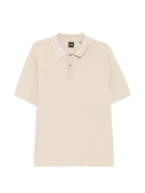 BOSS striped collar polo shirt Neutrals 50558869