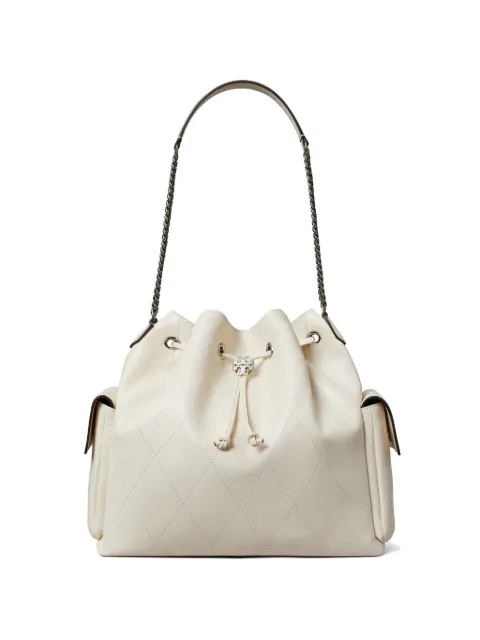 Tory Burch large Charlie quilted drawstring shoulder bag White 185830