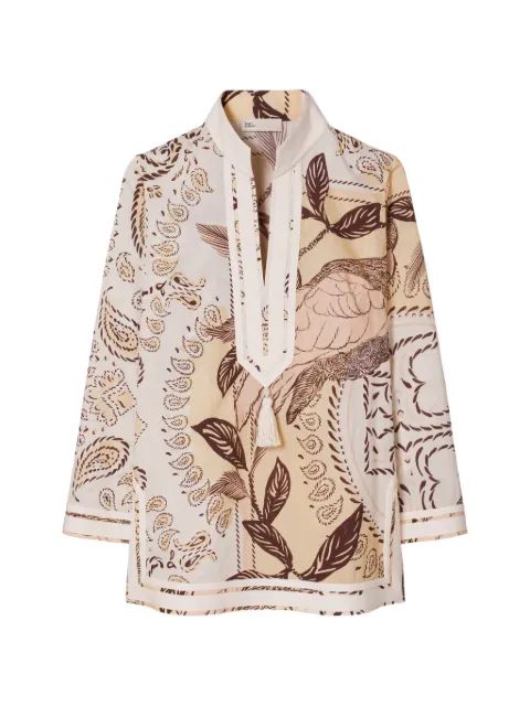 Tory Burch printed cotton Tory tunic Neutrals 183758