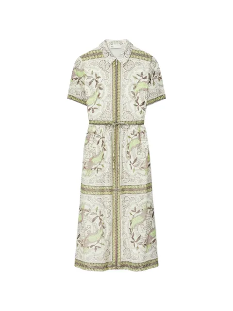 Tory Burch Cinched cotton zip dress Neutrals 178715