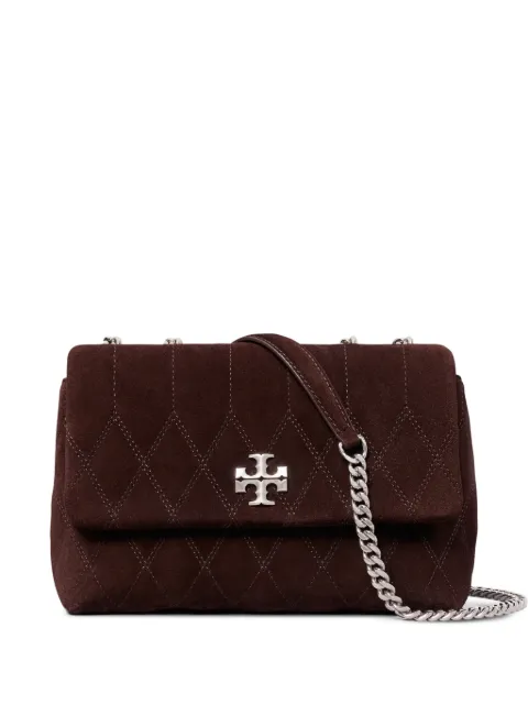 Tory Burch small Kira quilt suede shoulder bag Brown 184123
