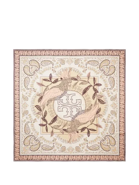 Tory Burch Cockatoo bandana silk square scarf Neutrals 180908