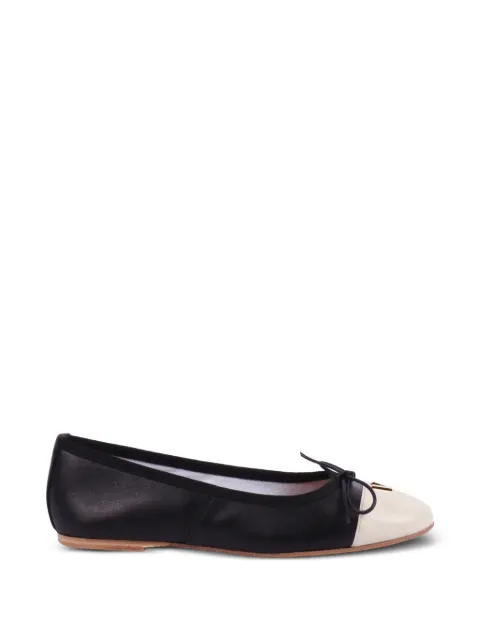 Via Roma 15 two-tone bow-detail ballet flats Black 4654